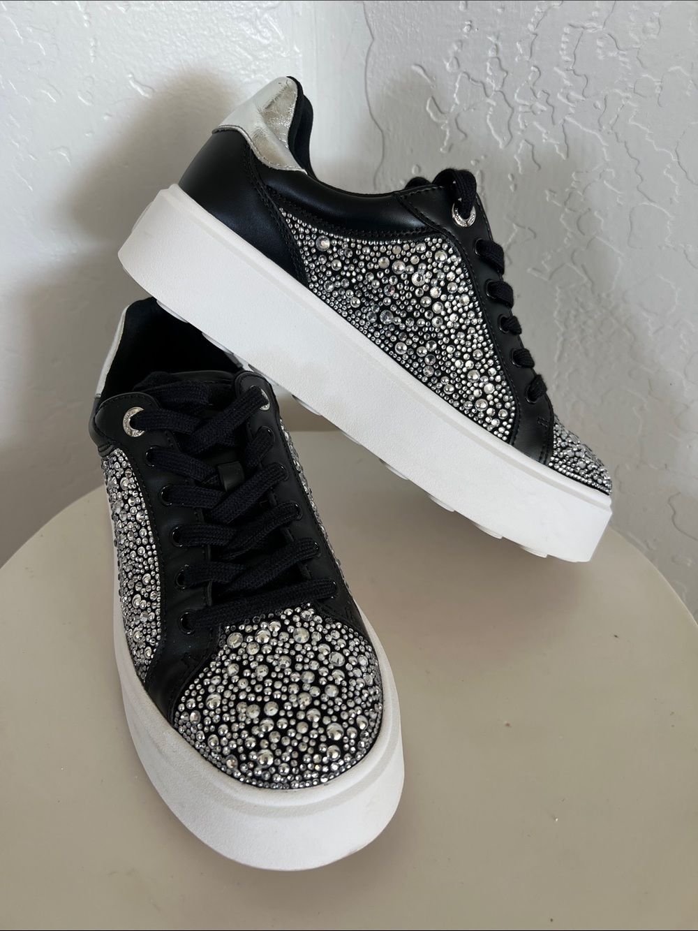 Michael Kors Black Sneakers with Silver Crystal Detailing